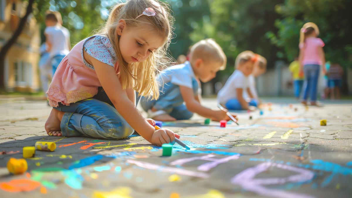 group-children-are-drawing-with-chalk-sidewalk_09500200