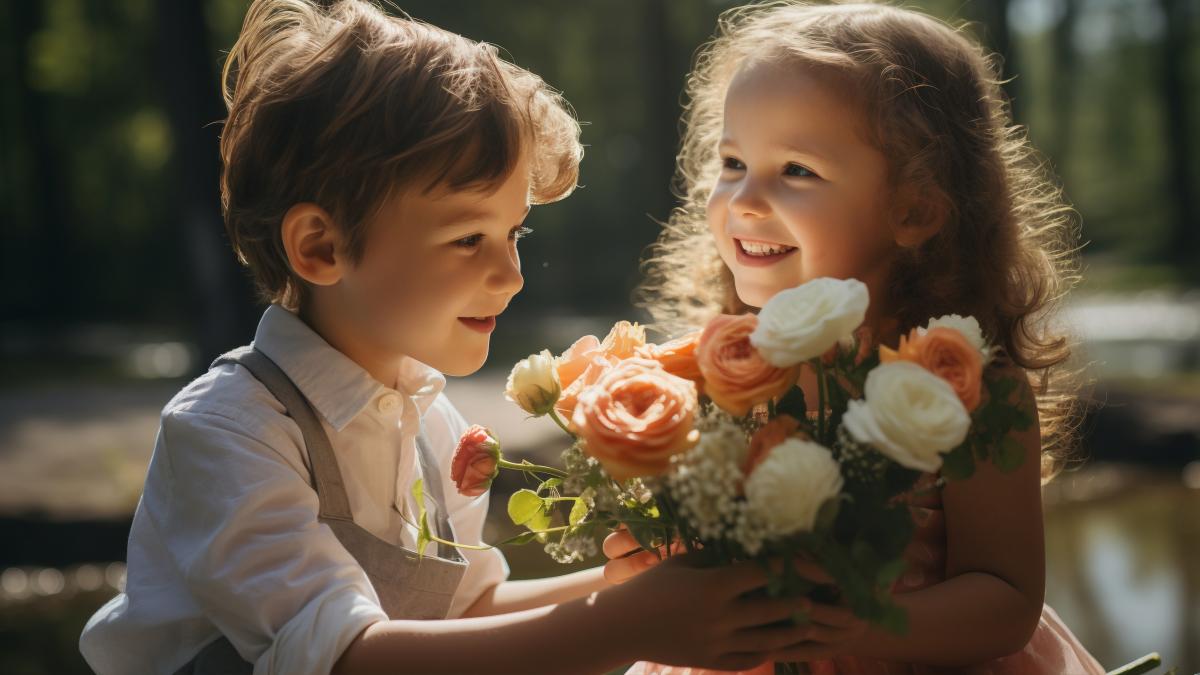 kids-enjoying-flower-bouquet_94563700