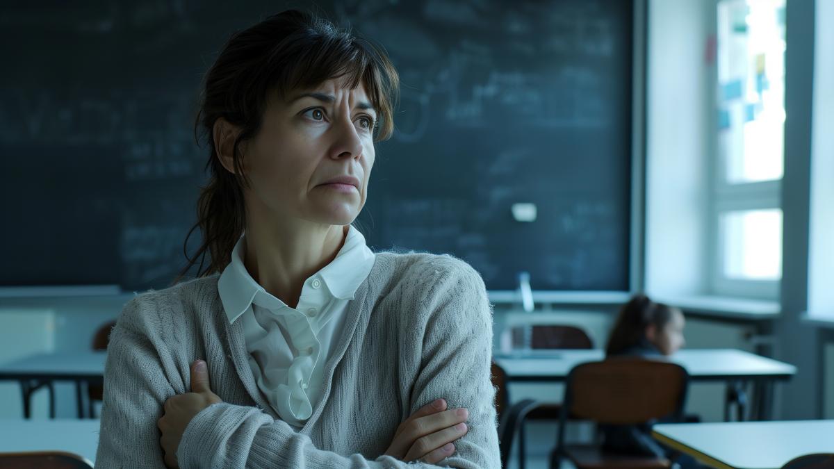 tired-depressed-sad-female-teacher-classroom-against-backdrop-chalkboard_61518800