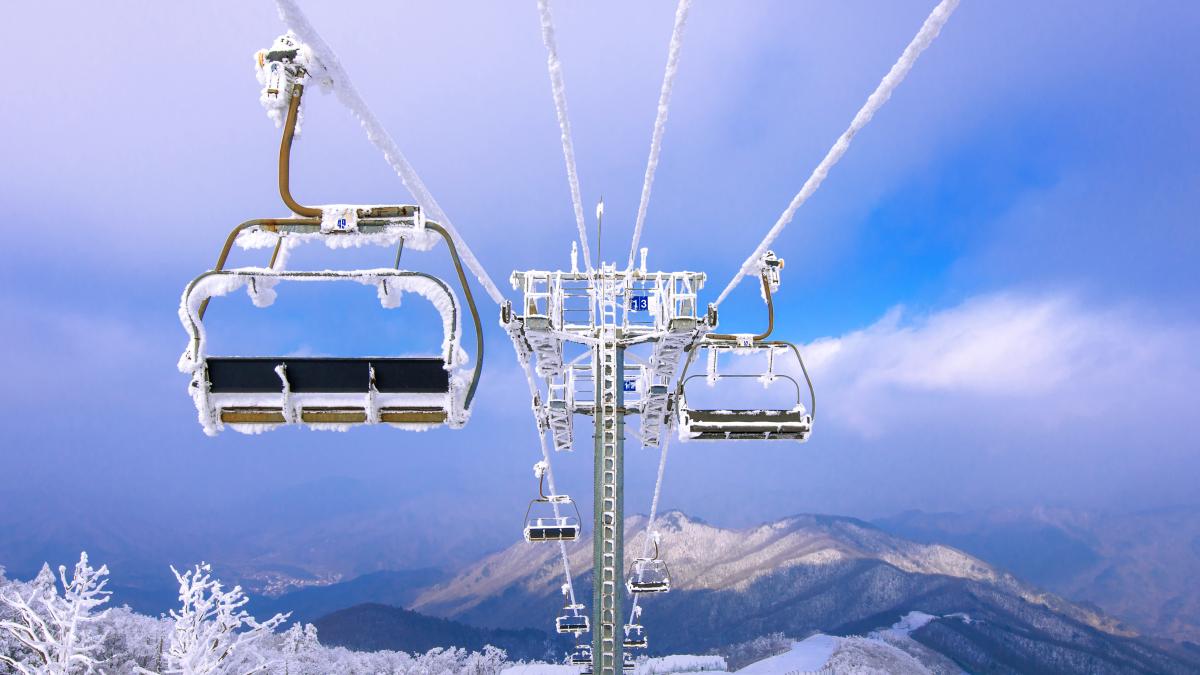 teleschi acoperit de zăpadă