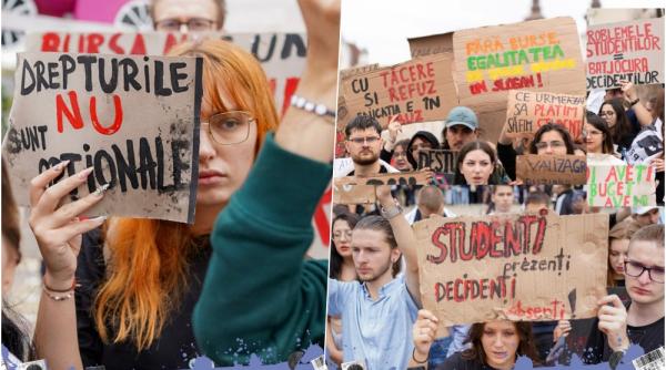 Studenții au ieșit din nou în stradă: „Acuzăm dezinteresul guvernanților, precum și superficialitatea cu care tratează problemele studenților”